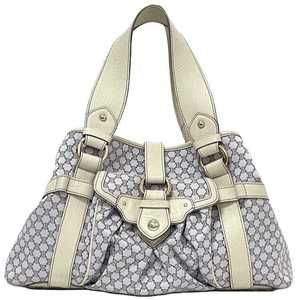 Celine Micro Tote Bag ec-23628 in White and Purple Pastel Macadam Canvas Leat...